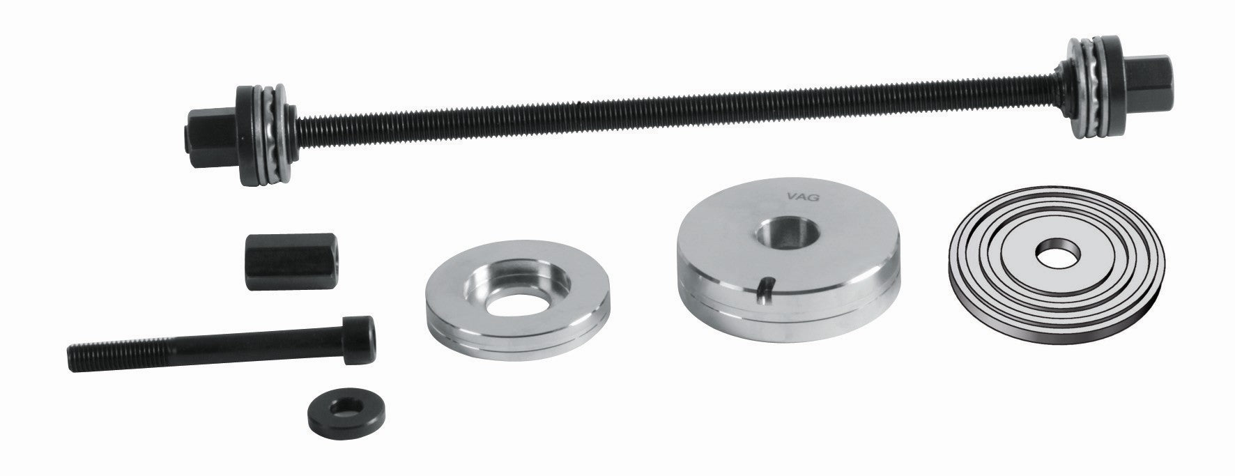 JUEGO FORZA PARA EXTRAER BUJES DE LA RUEDA DELANTERA VAG