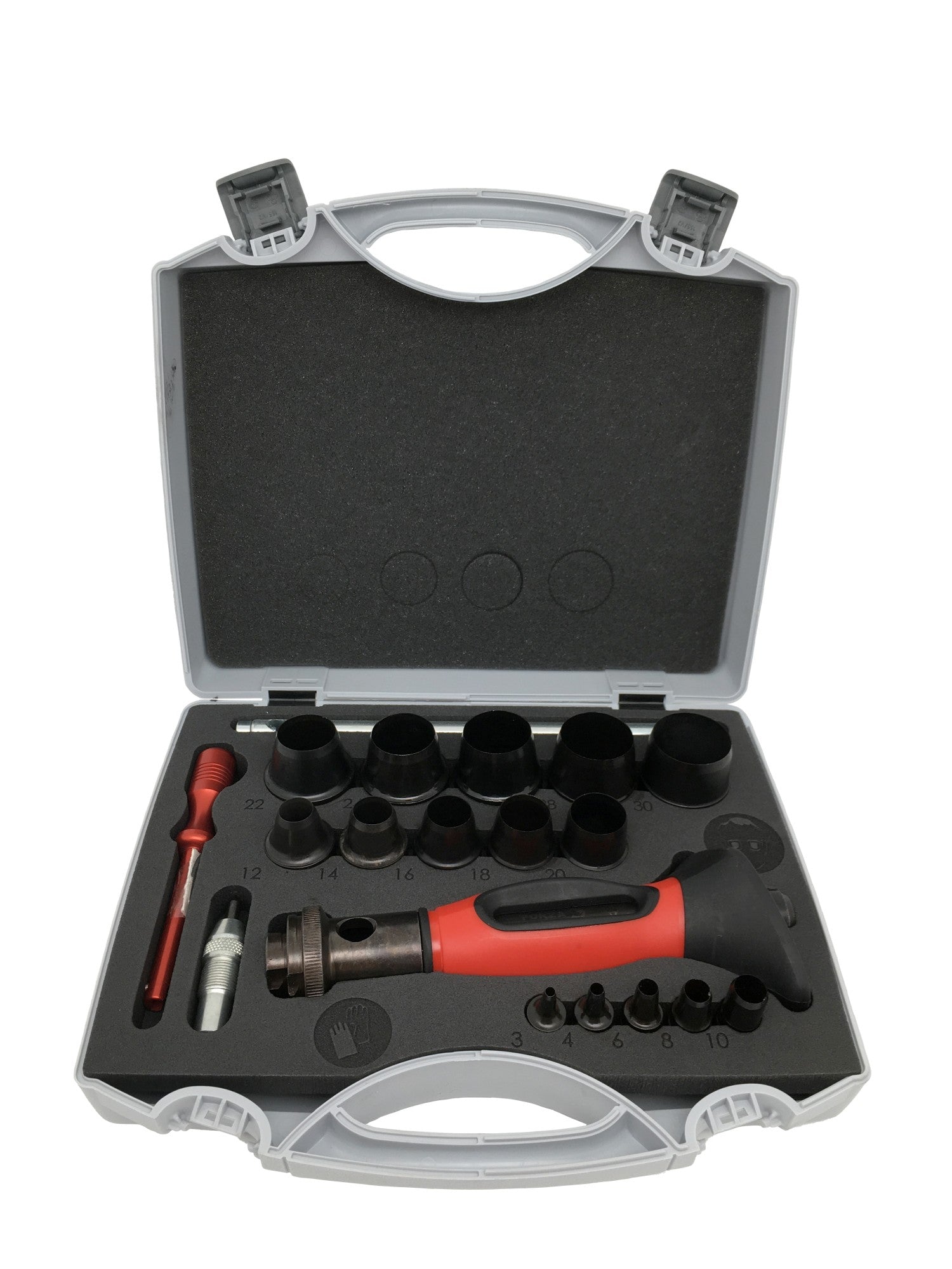 JUEGO DE SACABOCADOS INTERCAMBIABLES FORZA DE 3 A 30MM + COMPAS 330MM